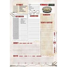 Knights of pen and paper 2. Savage Worlds Charakterbogen Set De Fantasywelt De Tabletopshop 14 95