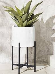 Black And White Pots For Plants Fiore White Planter With Stand Reviews Cb2 White Planters Modern Planters Outdoor Modern Planters