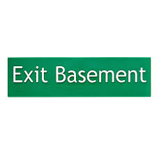 At times only one section of a wall may be leaning, however, if one basement wall is leaning, also check to see if the basement wall on the opposite side of the home is leaning. Exit Basement Braille Sign Green White Tactile Systems Australia