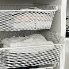 Flexi storage 134 x 435 x 140mm white large deep shelving basket. Komplement White Mesh Basket With Pull Out Rail 75x58 Cm Ikea