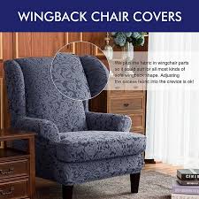 Damask Elastic Armchairs T Cushion Wingback Slipcover In 2020 Slipcovers For Chairs Slipcovers Wingback Chair Covers