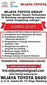 Kali ini lowongan kerja terbaru datang dari salah satu perusahaan di indonesia yaitu : Wijaya Toyota On Twitter Lowongan Kerja Lowongankerja Loker Subang Pamanukan Infoloker