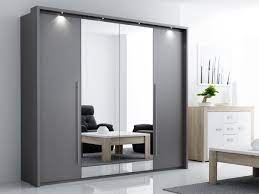 Sliding mirror wardrobe doors are ideal for making a room appear larger and brighter. Instrument Brema Grey Lava Bi Fold 4 Door Mirror Wardrobe 256cm I Mirrored Bedroom Furniture Mirrored Wardrobe Doors Mirrored Wardrobe