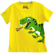 Sebenarnya warna kertas kuning itu hanya kebetulan saja. Jual Size 1 10 Baju Kaos Pendek Anak Laki Karakter Dino Dinosaurus T Rex Kuning 1 6 7 10 Di Lapak Nababykids Bukalapak