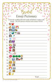 Emoji Pictionary Bridal Game With Gold And Blush Hearts Etsy Bridal Games Bridal Shower Games Printable Bridal Shower Games