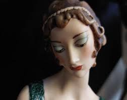 Large & Rare Giuseppe Armani Florence Reading Lady Figurine Limited Edition  of 5000 Art Deco 1987 Green Dress 17.3"