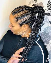 Stitch Ponytail Bun On Silky Hair Swipe To See Transformation Swipe Left Swipe To See Transformation For More Hair Styles Braided Ponytail Hair Inspiration