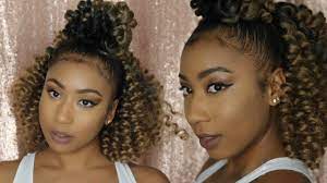 Braidless Ombre Crochet Tutorial Super Easy Cheap Half Bun Half Down Curly Crochet Hair Styles Braid Half Up Half Down Braided Half Up