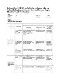 Program penugasan terstruktur dan kegiatan mandiri tidak terstruktur. Cont Tugas Terstruktur Dan Kmtt Tik Pdf