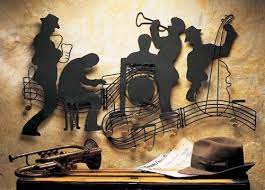 Music with instruments 12x36 canvas wall art. Amazon Com Jazzin Quintet Music Theme Metal Wall Art Jazz Wall Art Music Metal Wall Art Wall Sculpture Art