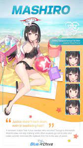 Student Intro - Mashiro (Swimsuit)] It's Mashiro again, and her passion for  justice can't be extinguished—even at the beach! She puts her training  first, but I hope she can have some vacation