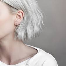 Uneven Line Earrings Hair Styles Silver Hair Short Hair Styles