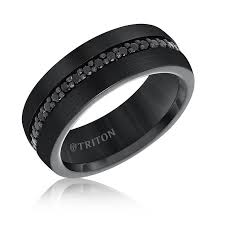 Triton Men S Black Tungsten Black Sapphire Stone Wedding Band Mens Wedding Bands Unique Mens Wedding Rings Black Tungsten Carbide Ring
