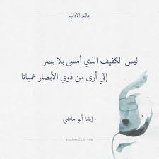 شعر إيليا أبو ماضي ليس الكفيف الذي أمسى بلا بصر Words Quotes Quotations Poet Quotes