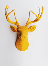 Fake Deer Head The Victoria Mustard Yellow Resin Deer Head Etsy White Faux Taxidermy Faux Deer Head Wall Mustard Yellow Decor