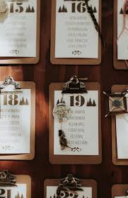 a summer camp themed wedding in big bear seating chart