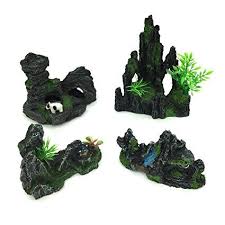 Pietypet Fish Tank Decoration Set Mountain View Aquarium Decorative Resin Ornament Tree House Cave Bridge Fish Tank Fish Tank Decorations Tree House Fish Tank