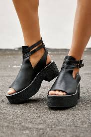 Ankle Strap Black Platform Sandals Hallie Platform Free People In 2020 Platform Sandals Cushioned Heels Platform Heels Chunky
