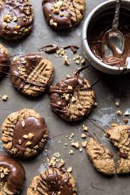 5 Ingredient Chocolate Dipped Peanut Butter Cookies Half Baked Harvest Recipe Peanut Butter Cookies Butter Cookies Half Baked Harvest