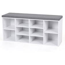 Schuhbank Schuhschrank Mit Sitzkissen Aus Holzspanplatte Flur Diele Schuhregal Bank 104 X 48 X 30cm Holzfarben Mit Maserung Weiss Flur Schuhablage Holzbank Mit Ablage Schuhschrank