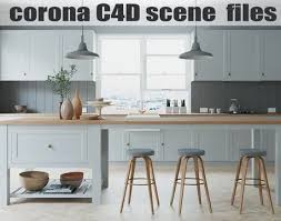 French country bar stool designs feature ornate curves that draw the eye and create a sense of romance. Corona Cinema 4d Scene Files French Country Kitchen 3d Model 91608358