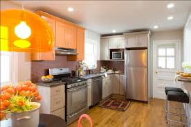 delorme designs: gray and orange kitchen