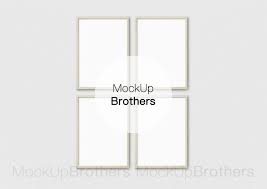 Four Portrait Frame Mockup 8x12 Brown Wood Frame Set Mock Up Etsy In 2020 Portrait Frame Frame Mockups Frame Set