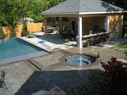 The Perfect Outdoor Living Space This Backyard Features A Cambridge Pavers Pool Patio And A Pavilion With An Ou Backyard Pavilion Outdoor Pavilion Pool Patio