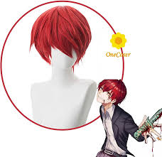 Karma Akabane Cosplay Wig Assassination Classroom Short Red Wig  Heat-resistant Fiber Hair + Wig Cap Party Anime Role Play Props :  Amazon.fr: Mode