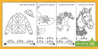 The paper warped a bit so sorry for the bad quality. Kentucky Derby Color By Sight Word Activity