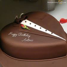 Female Heart Shape Happy Birthday Chocolate Cake Chocolate Heart Cake For Husband With Name Antonio Cake For Husband Birthday Cakes For Men Chocolate Heart Cakes