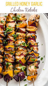 Honey Garlic Chicken Kabobs Recipe In 2020 Chicken Kabob Recipes Chicken Kebab Recipe Honey Garlic Chicken