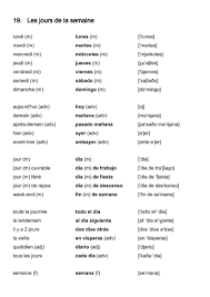 Vocabulaire Francais Espagnol Les Jours De La Semaine Learn Russian Vocabulary Learning Spanish