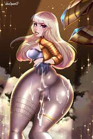 alternate costume ass ass grab blonde hair cameltoe cum cum on  ass female female only kda kai'sa prestige edition kda series kai'sa  league of legends lipstick looking at viewer