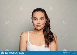 Cute Brunette Woman in a White Shirt. Facial Treatment, Skin Care,  Cosmetology, Beauty and Spa Concept Stock Photo - Image of body, laser:  242150486