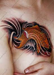 Hình xăm cá chép ở tay trên bắp tay xăm hình đậm nhạt. Tattoo Hinh XÄƒm Ca Chep á»Ÿ Ngá»±c