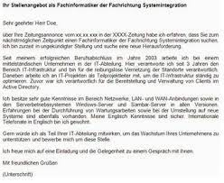 Maybe you would like to learn more about one of these? Bewerbungsanschreiben Fur Fachinformatiker Der Fachrichtung Systemintegration
