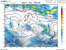 10 day bom access model weather forecast of isobars and rain