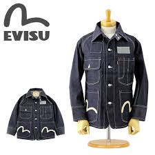 evisu evisu jeans ejd 1119id 1119 coveralls indigo denim rigid paint jacket non wash made in japan ebisu