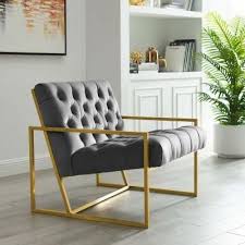 Modway Bequest Gray Gold Stainless Steel Upholstered Velvet Accent Chair Eei 3073 Gry The Home Depot In 2020 Velvet Accent Chair Inexpensive Living Room Accent Chairs