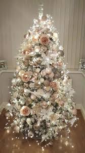 Rose Gold And Bush Pink Flocked Christmas Tree Floral Christmas Tree Christmas Tree Themes Christmas Floral