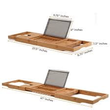 22 cool bathtub cad s or marvelous bathtub tray design bamboo bathtub caddy. Bambusi Bathtub Caddy Tray With Extending Sides Reading Stand Wine Holder And Cellphone Tray Overstock 12729674