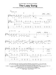 The Lazy Song Sheet Music Bruno Mars Guitar Tab
