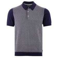 Micro Geo Knit Polo Shirt Navy