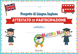Attestato Progetto Di Lingua Inglese Inglese Lingua Inglese Diploma Di Scuola Materna