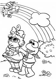 Have fun discovering pictures to print and drawings to color. Miss Piggy And Kermit The Frog Looking At The Rainbow In The Muppets Show Coloring Pages Bulk Color