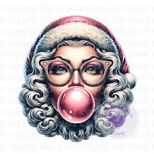 Retro Bubble Gum Mrs. Clause PNG, Holiday Png, Mrs. Clause PNG, Vintage  Mrs. Clause Png