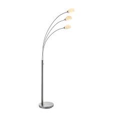 1960s danish scandinavian modern vintage nickel floor lamps. Jaspa 3 Light Led Floor Lamp In Satin Nickel With White Glass Shades Endon 76567