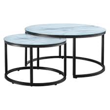 Das couchtisch set bruce besteht aus drei runden tischen, die jeweils mit einem schwarzen metallgestell versehen sind. 2er Set Couchtisch Weiss Schwarz Marmoroptik Online Bei Roller Kaufen