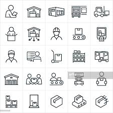 Icons Related To And Representing Warehouses And The Distribution Icon Warehouse Print Designs Inspiration